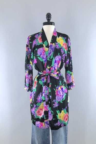 Vintage Roxanne Neon Floral Robe