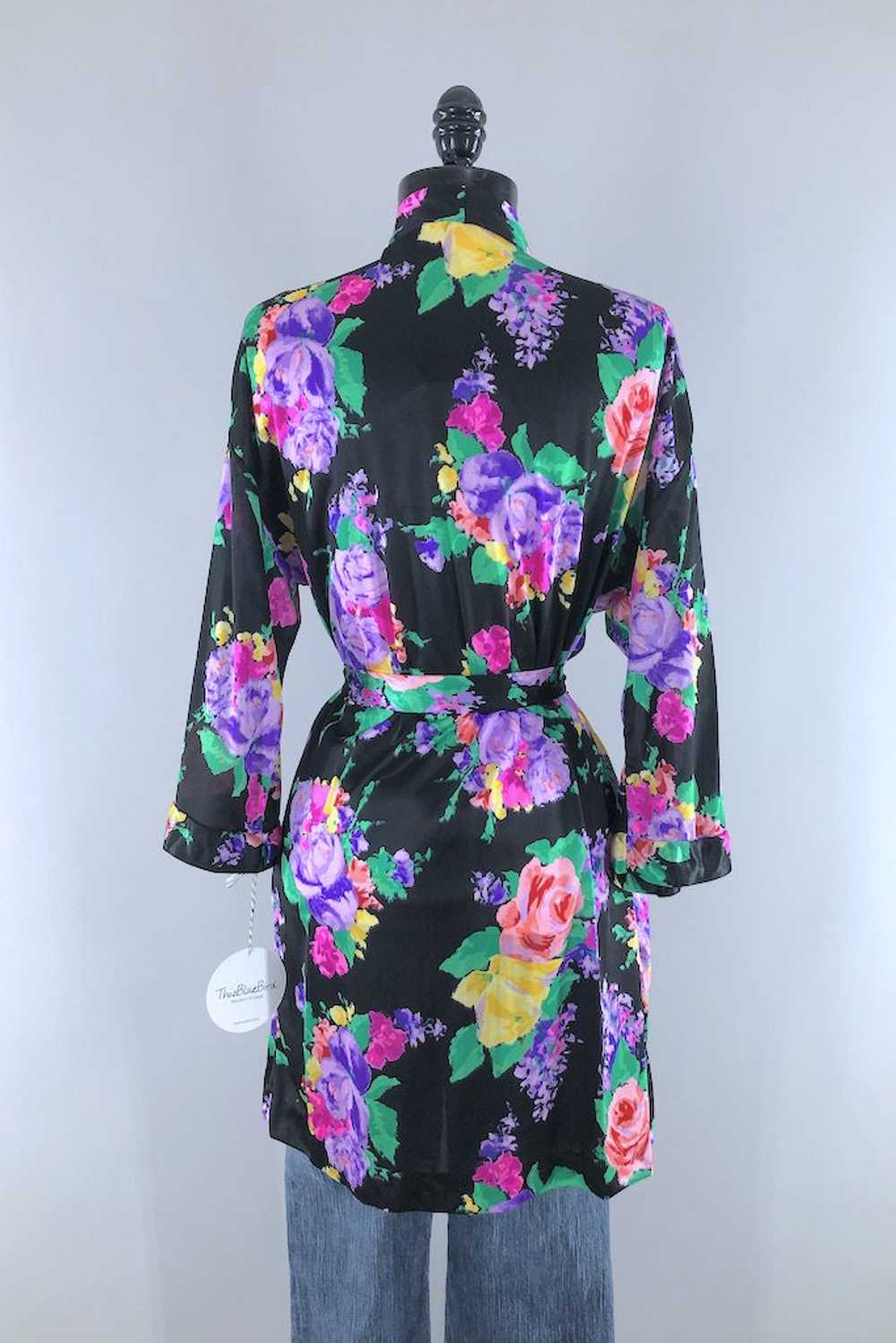 Vintage Roxanne Neon Floral Robe - image 3