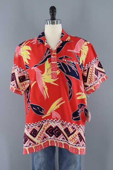 Vintage Red Hawaiian Print Shirt