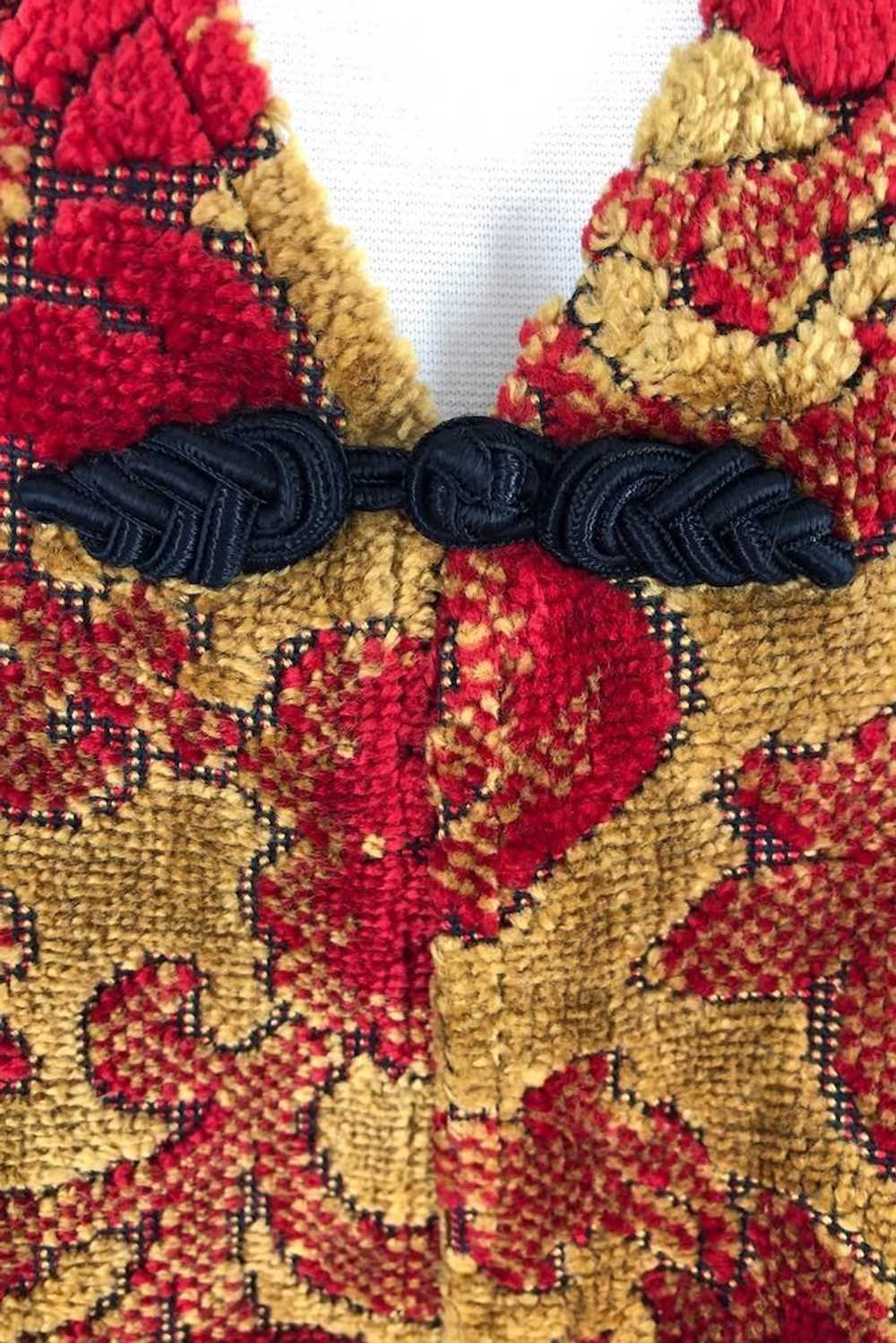 Vintage Red and Gold Chenille Vest - image 3