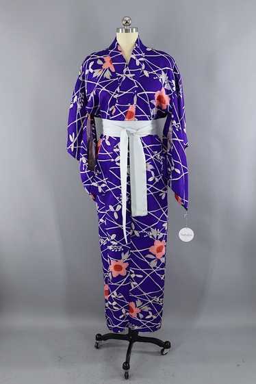 Vintage Purple Floral Kimono Robe
