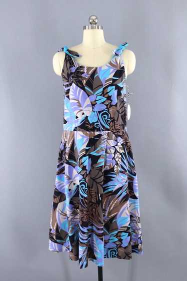 Vintage Purple Hawaiian Print Sundress