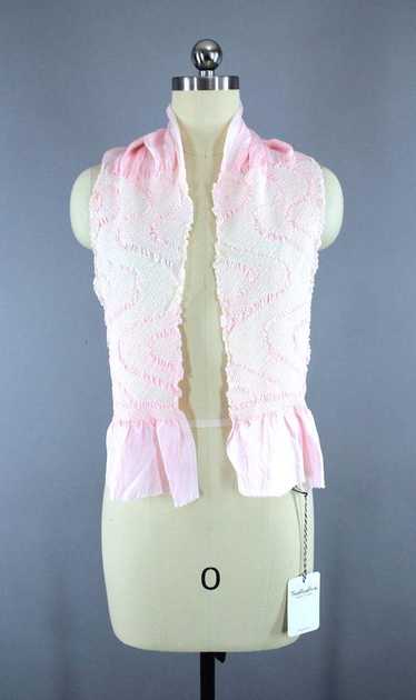 Vintage Pink Shibori Silk Kimono Obiage Scarf