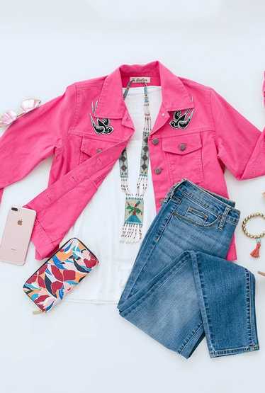 Hot pink jean on sale jacket