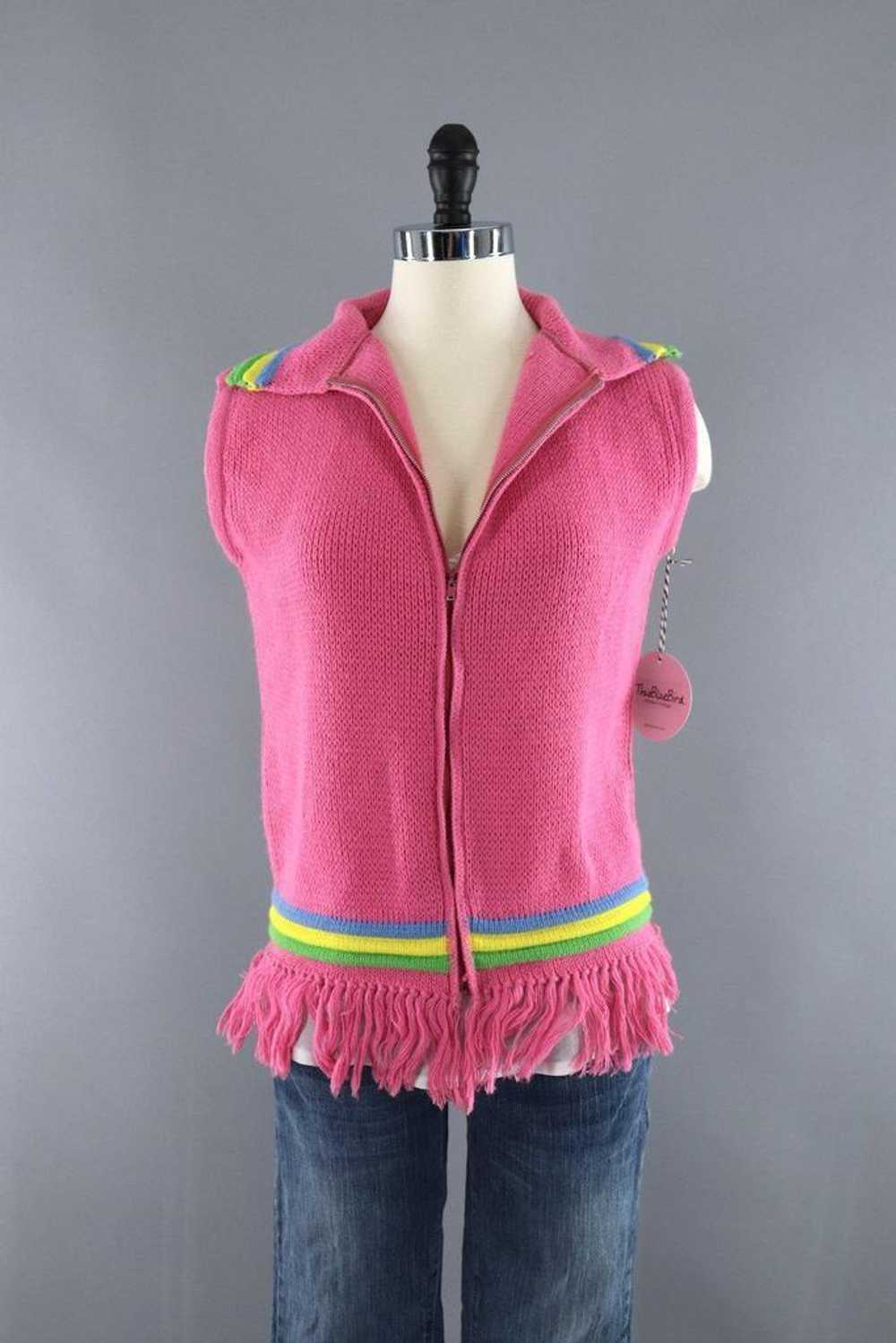 Vintage Pink Cardigan Sweater Vest - image 1