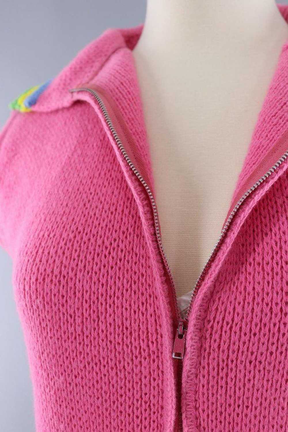 Vintage Pink Cardigan Sweater Vest - image 3