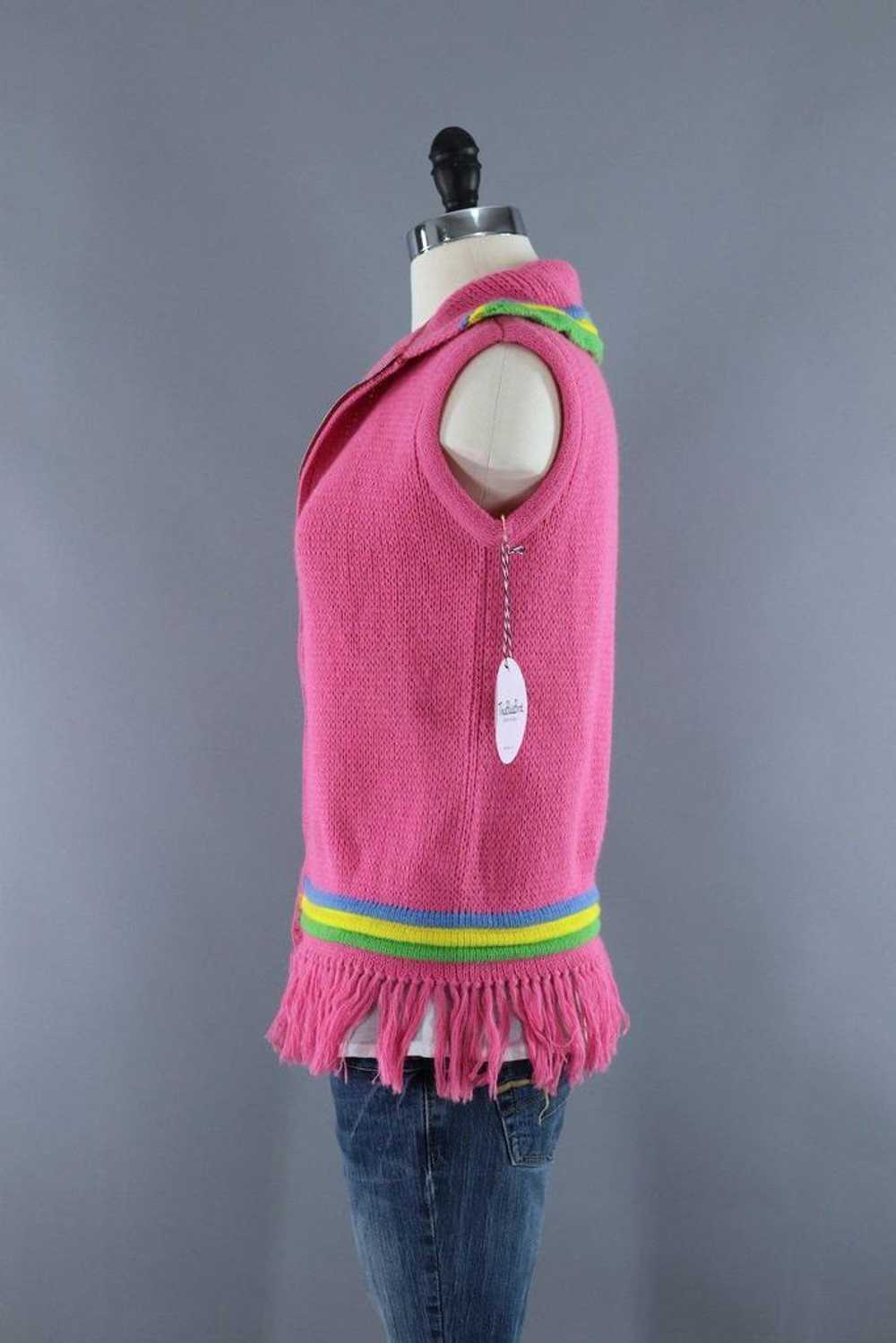 Vintage Pink Cardigan Sweater Vest - image 4