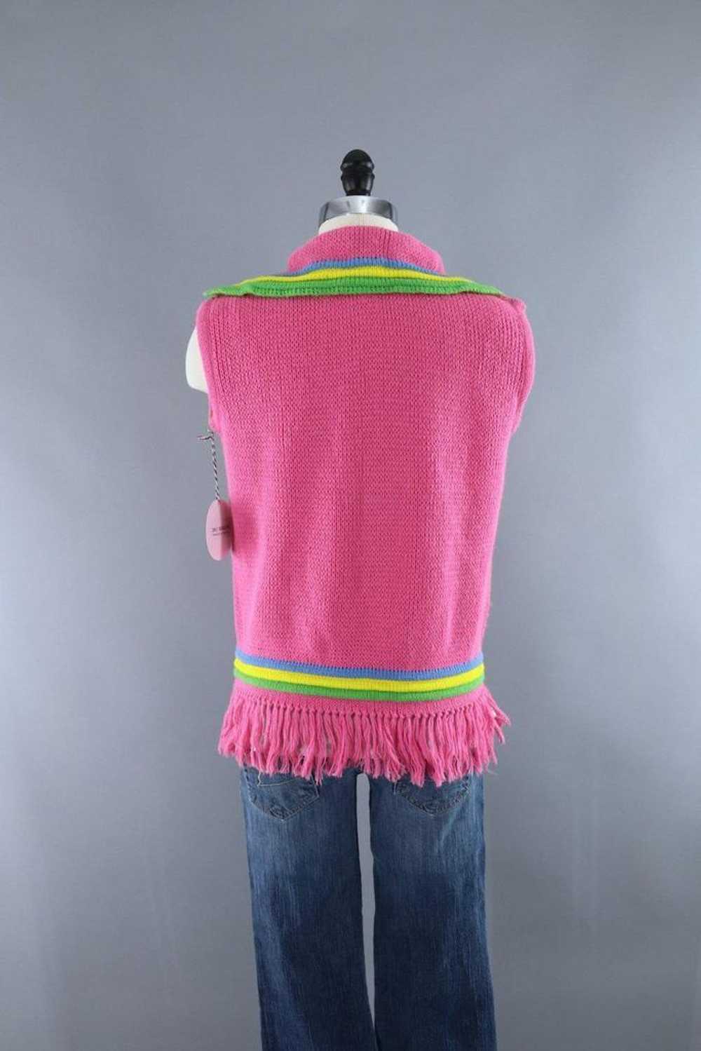 Vintage Pink Cardigan Sweater Vest - image 5