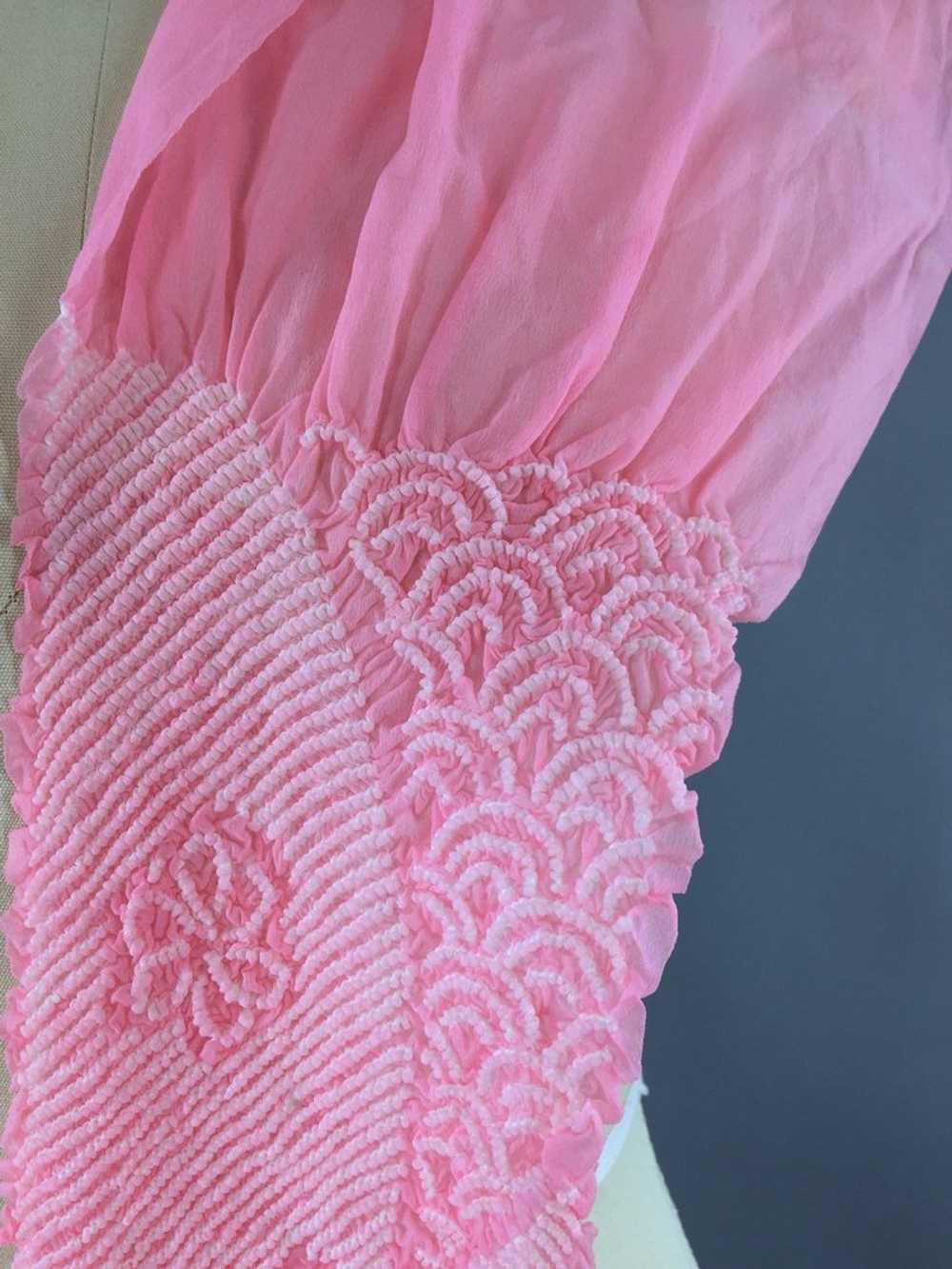 Vintage Pink Chiffon Kimono Obiage Scarf - image 4