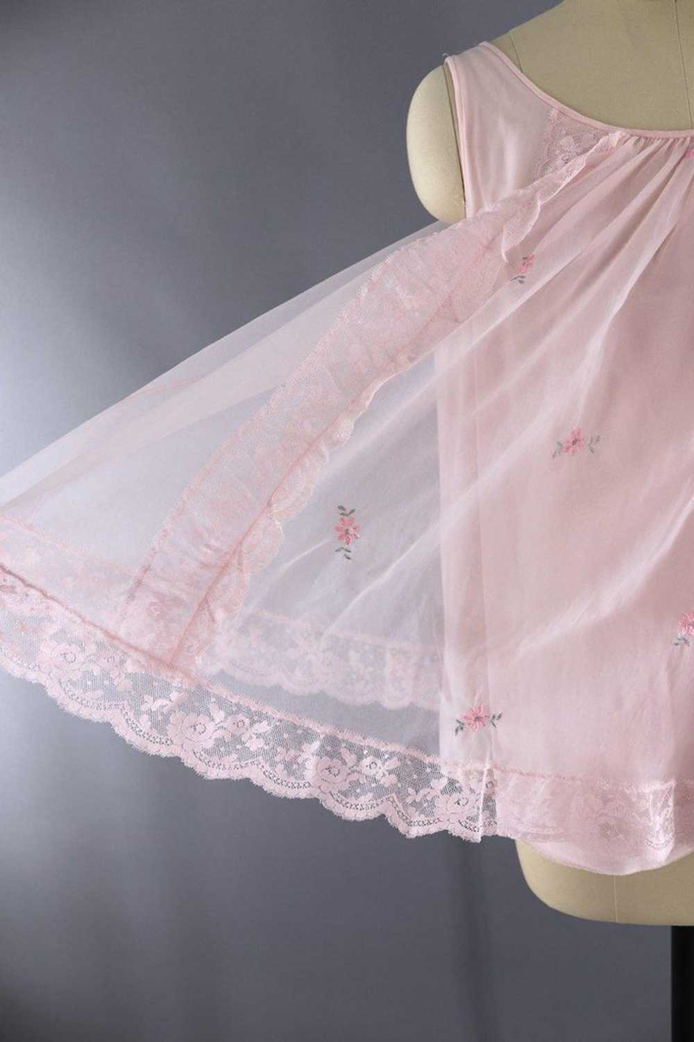 Vintage Pastel Pink Nightie Sleep Top - image 4