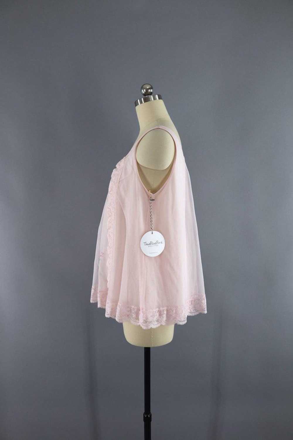 Vintage Pastel Pink Nightie Sleep Top - image 5