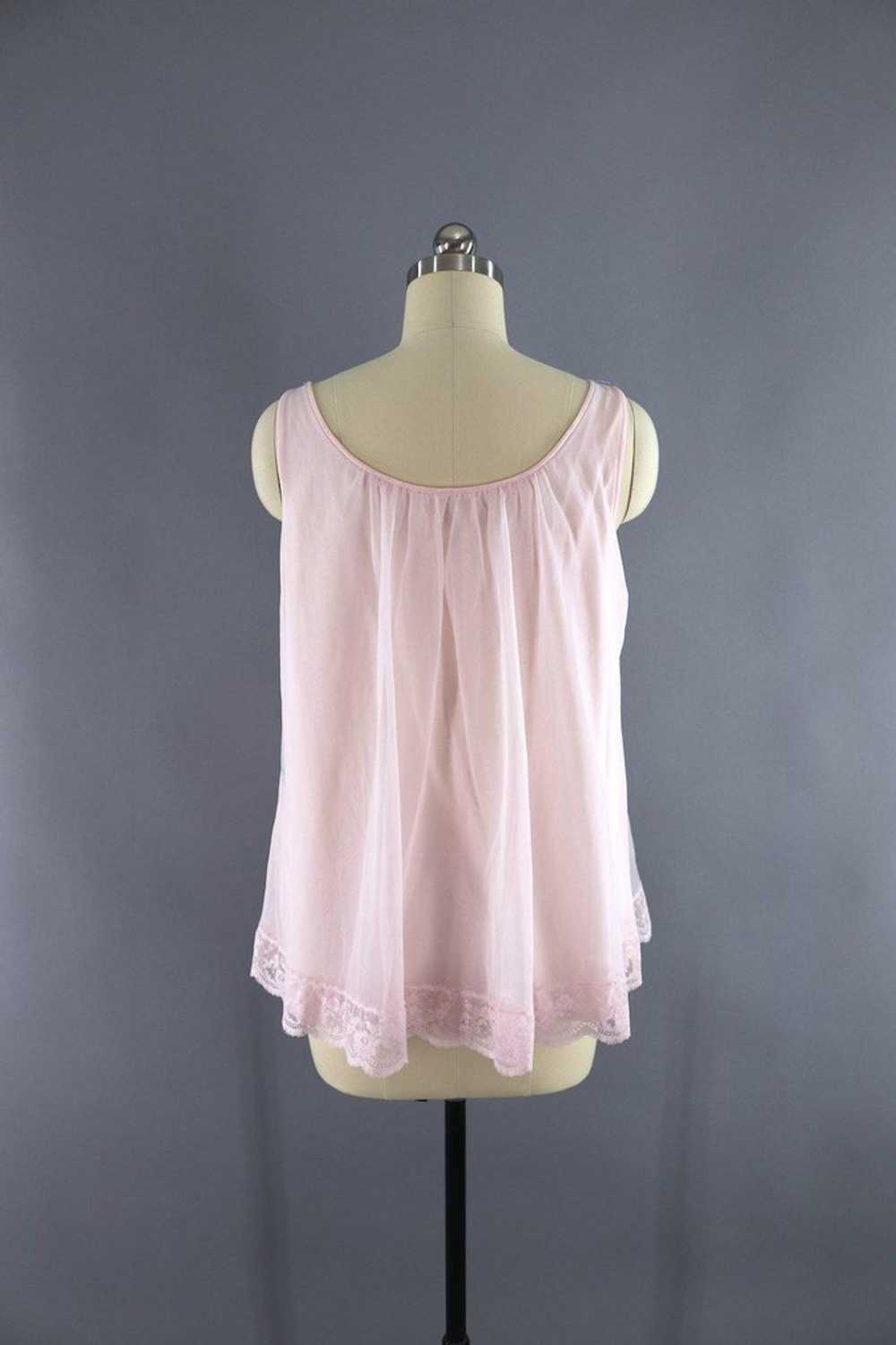 Vintage Pastel Pink Nightie Sleep Top - image 6