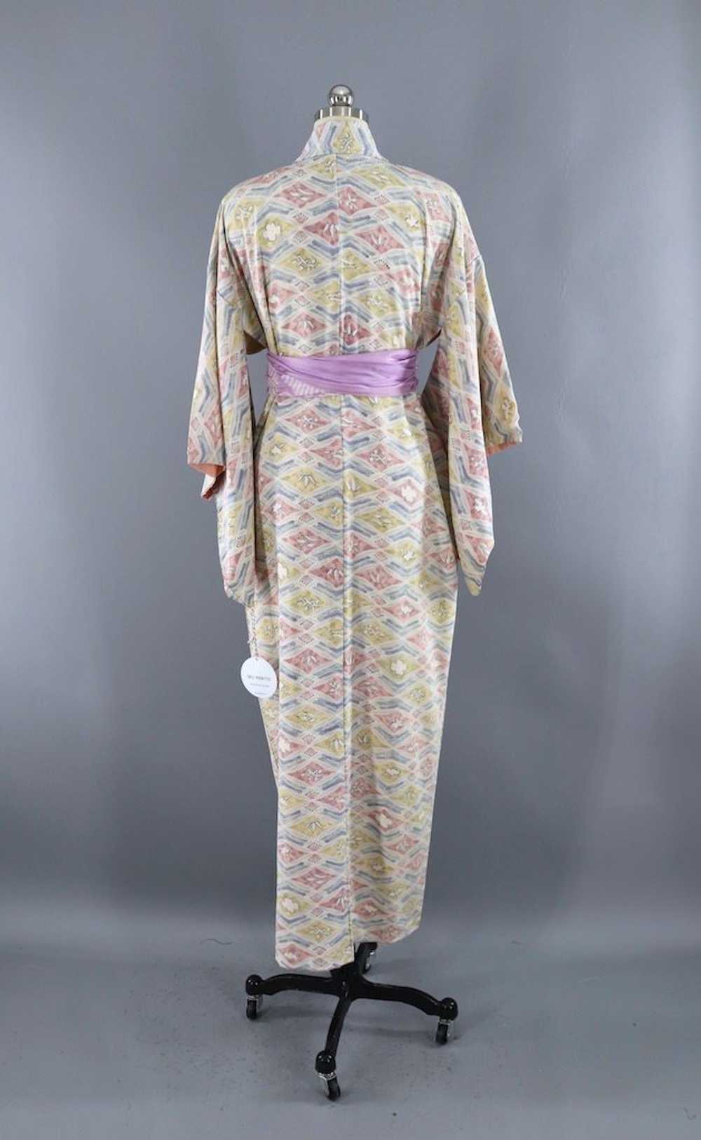 Vintage Pastel Watercolor Silk Kimono - image 4