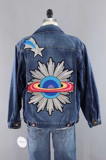 Saturn Shooting Star Embroidered Denim Jean Jacket