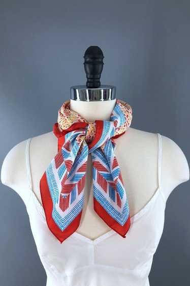 Vintage Orange Chevron Print Scarf