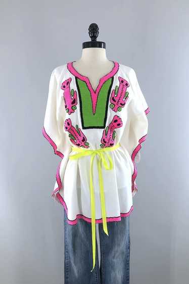 Vintage Neon Pink Embroidered Tunic