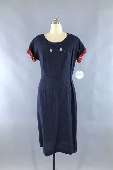 Vintage Navy Blue Day Dress