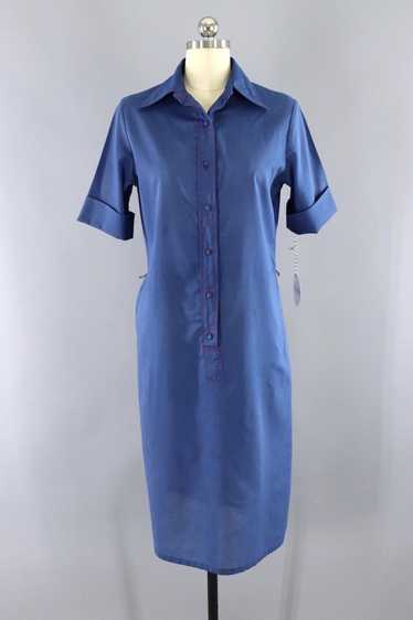 Vintage Navy Blue Lady Arrow Shirt Dress - image 1