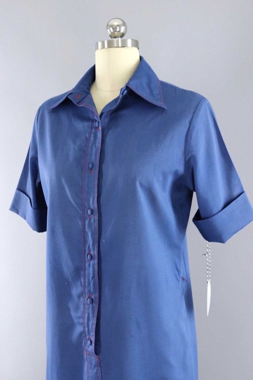 Vintage Navy Blue Lady Arrow Shirt Dress - image 2