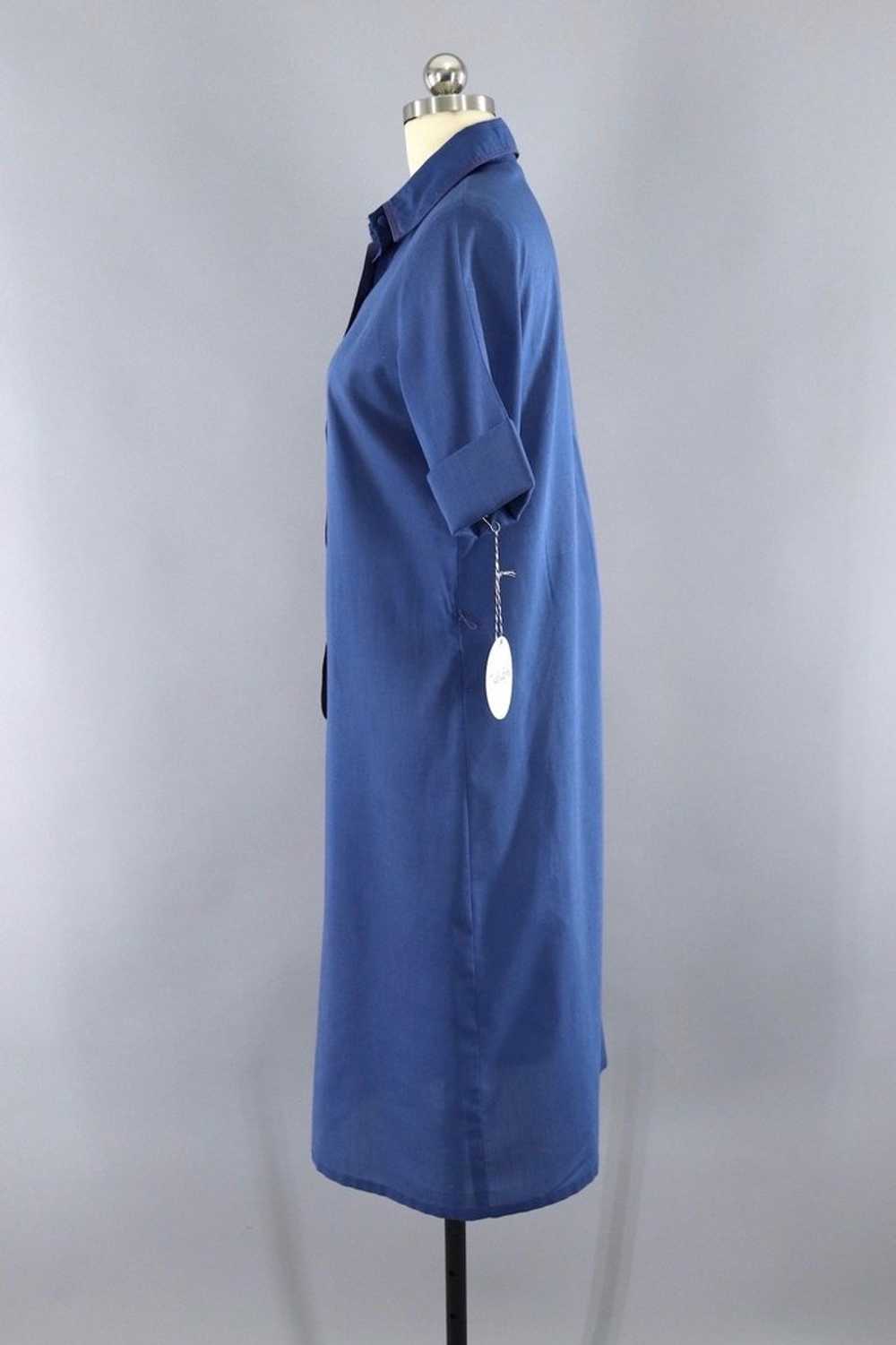 Vintage Navy Blue Lady Arrow Shirt Dress - image 3