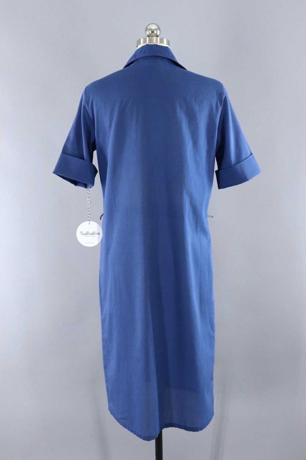 Vintage Navy Blue Lady Arrow Shirt Dress - image 4