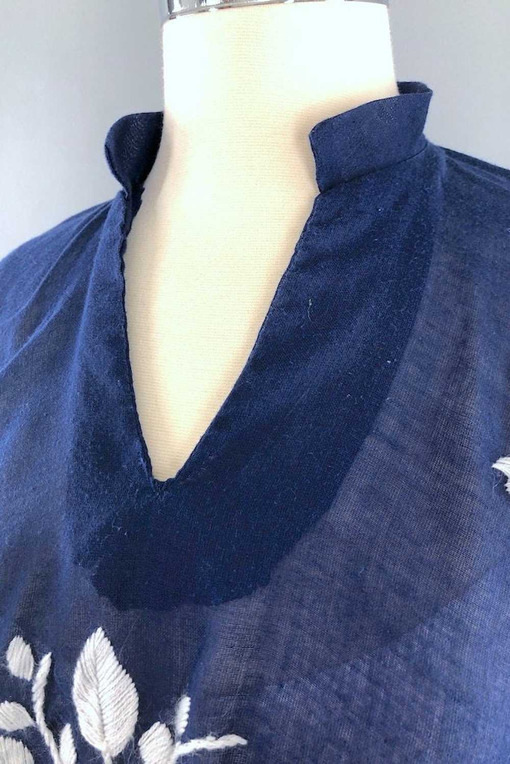 Vintage Navy & White Embroidered Tunic - image 6