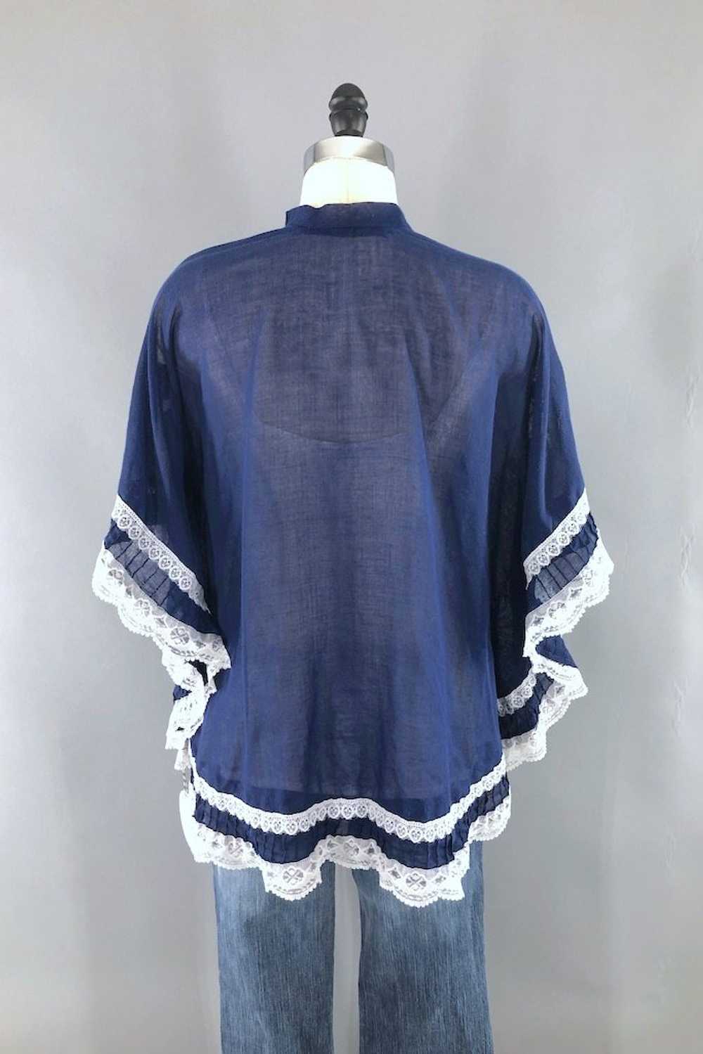 Vintage Navy & White Embroidered Tunic - image 7