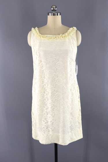 Vintage Mod Ivory Lace Mini Dress