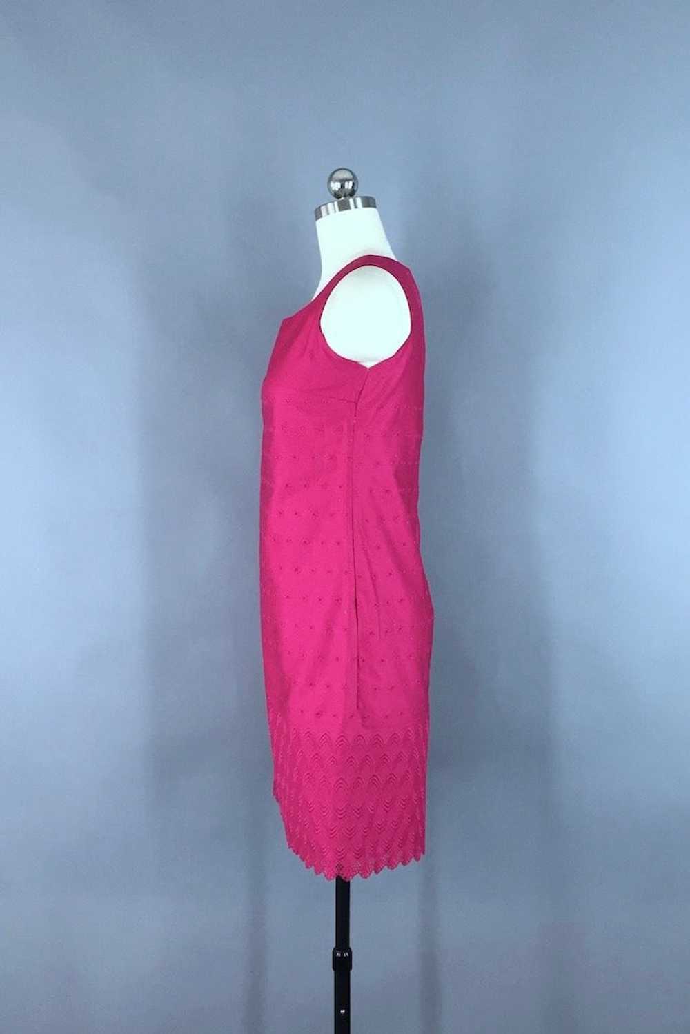 Vintage Magenta Pink Eyelet Dress - image 4