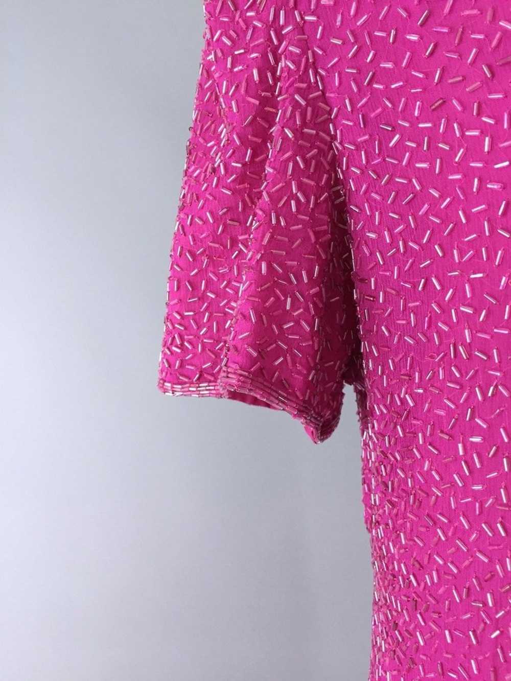Vintage Hot Pink Beaded Dress - image 3
