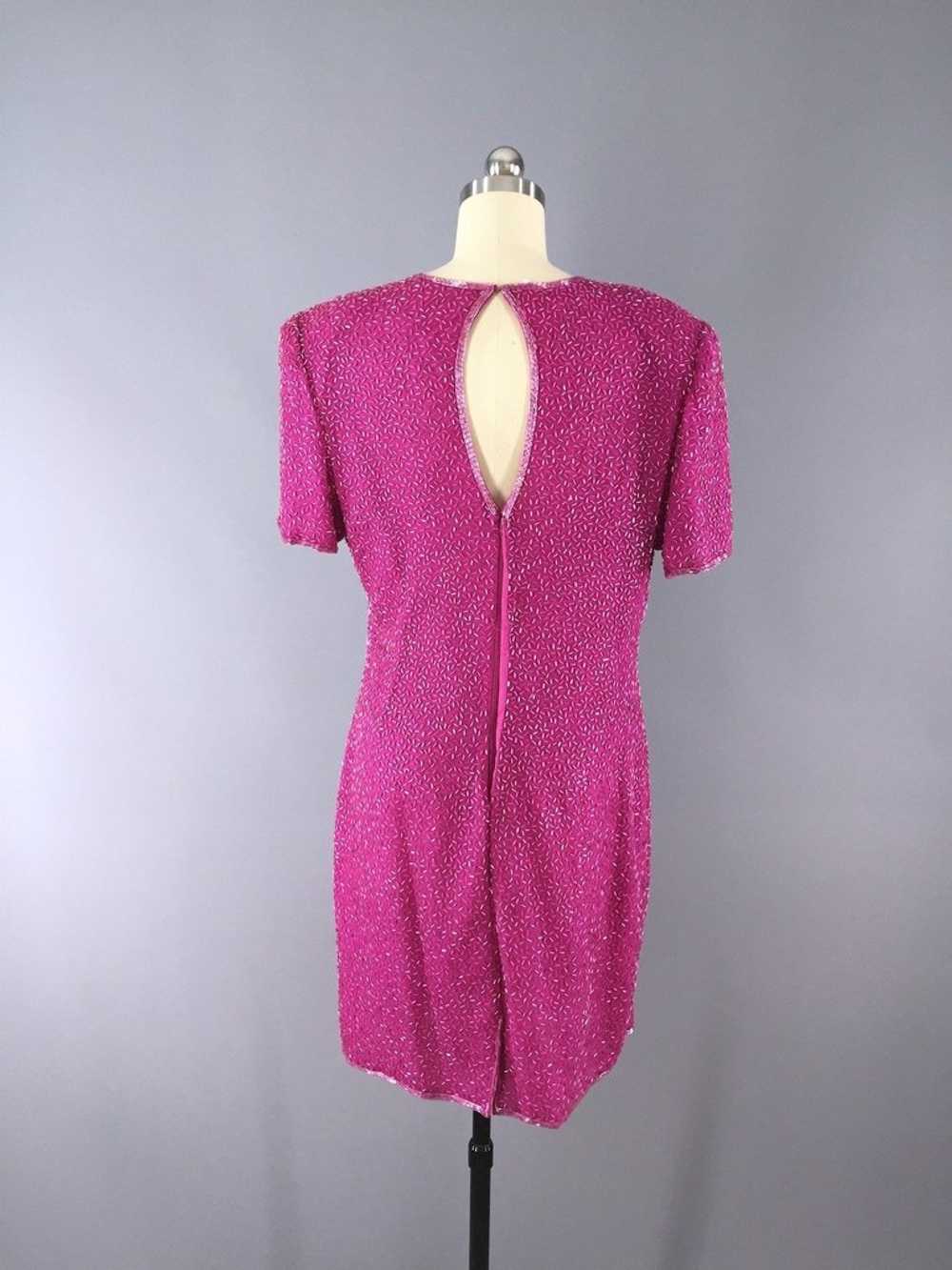 Vintage Hot Pink Beaded Dress - image 5