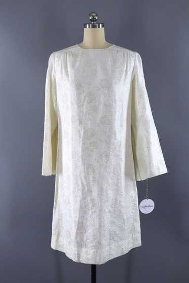 Vintage Iridescent White Rose Dress