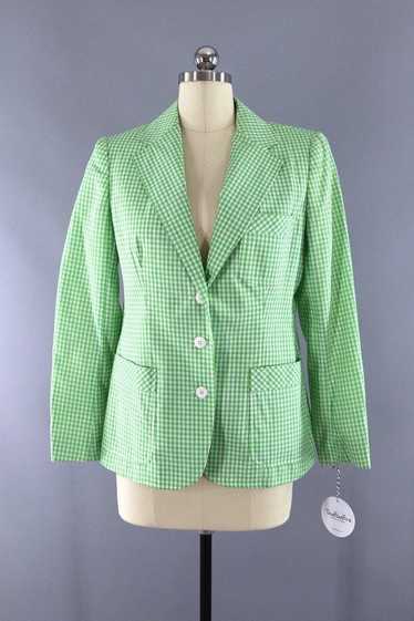 Vintage Green Gingham Blazer Jacket