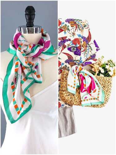 Vintage 1940s Mexican Novelty Print Scarf - image 1