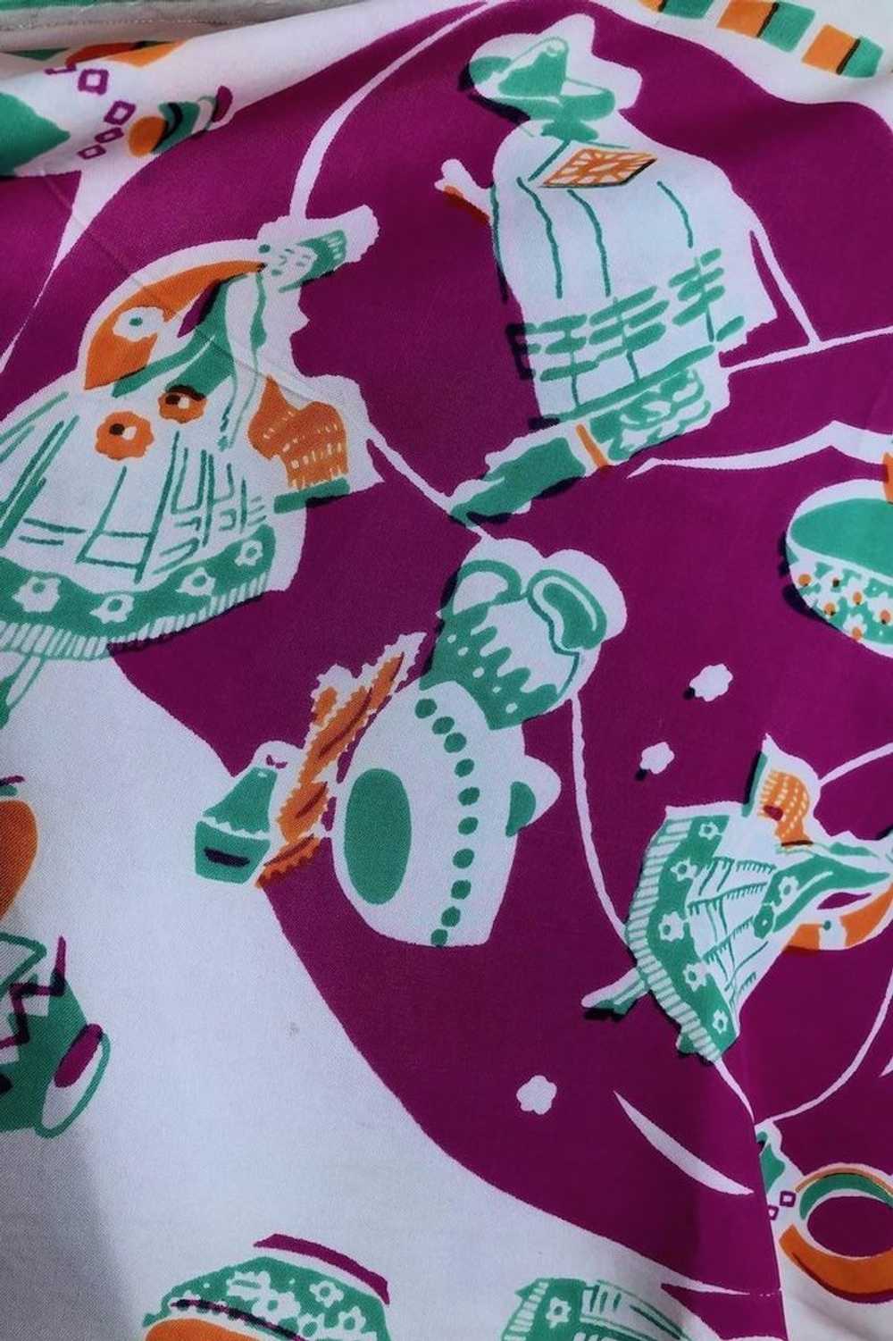 Vintage 1940s Mexican Novelty Print Scarf - image 5