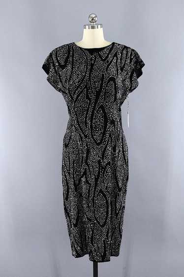Vintage Glittered Black Velvet Party Dress