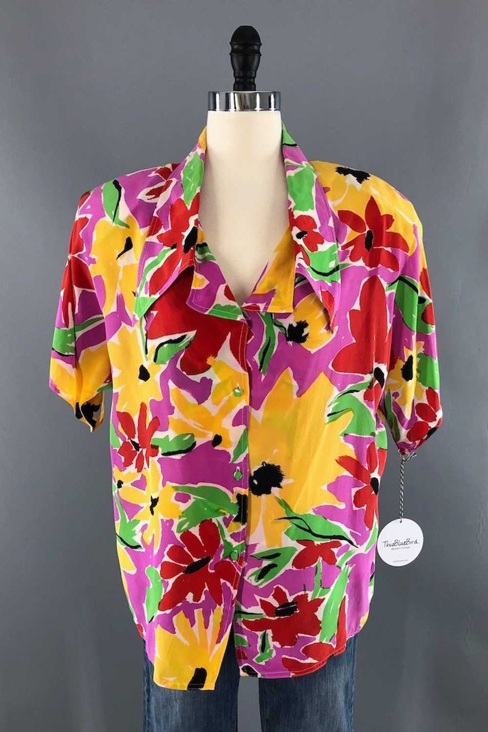 Vintage Flora Kung Silk Blouse - image 1