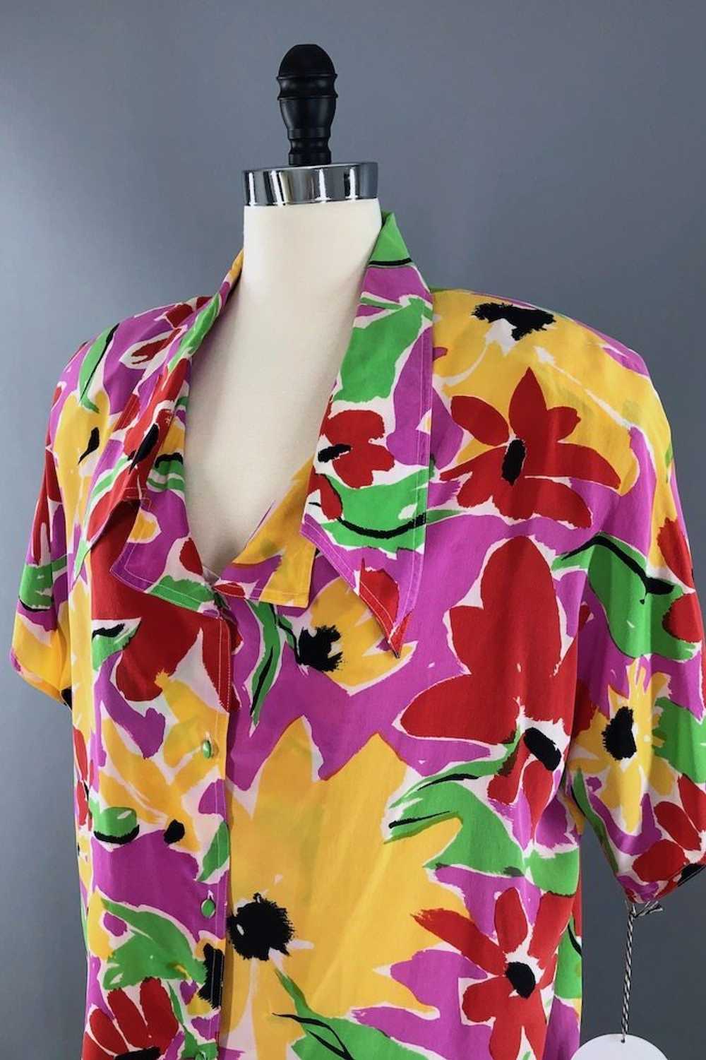 Vintage Flora Kung Silk Blouse - image 2