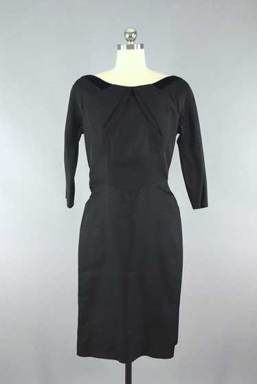 Vintage 1950s Black Taffeta New Look Dress - image 1