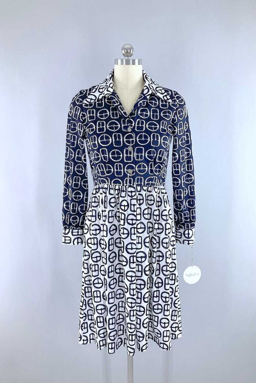 Vintage Buckle Novelty Print Dress - image 1