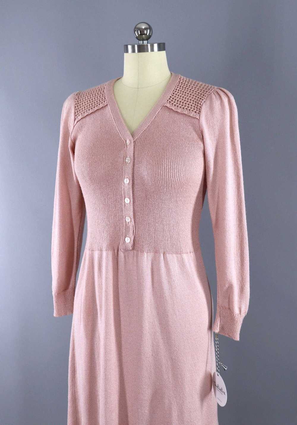 Vintage Blush Pink Knit Day Dress - image 2