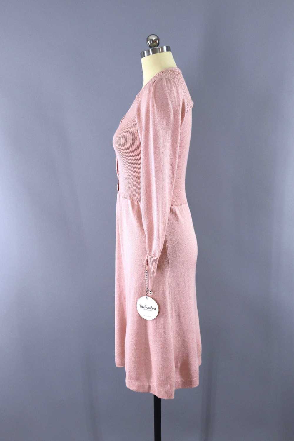 Vintage Blush Pink Knit Day Dress - image 3