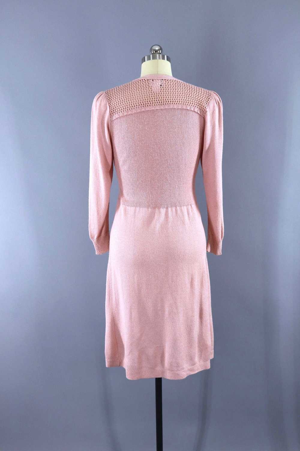 Vintage Blush Pink Knit Day Dress - image 4