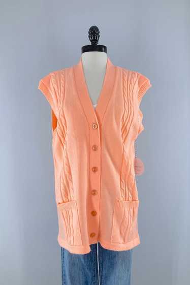 Vintage Bright Orange Spring Sweater Vest