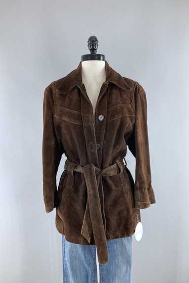 70s brown suede belted - Gem