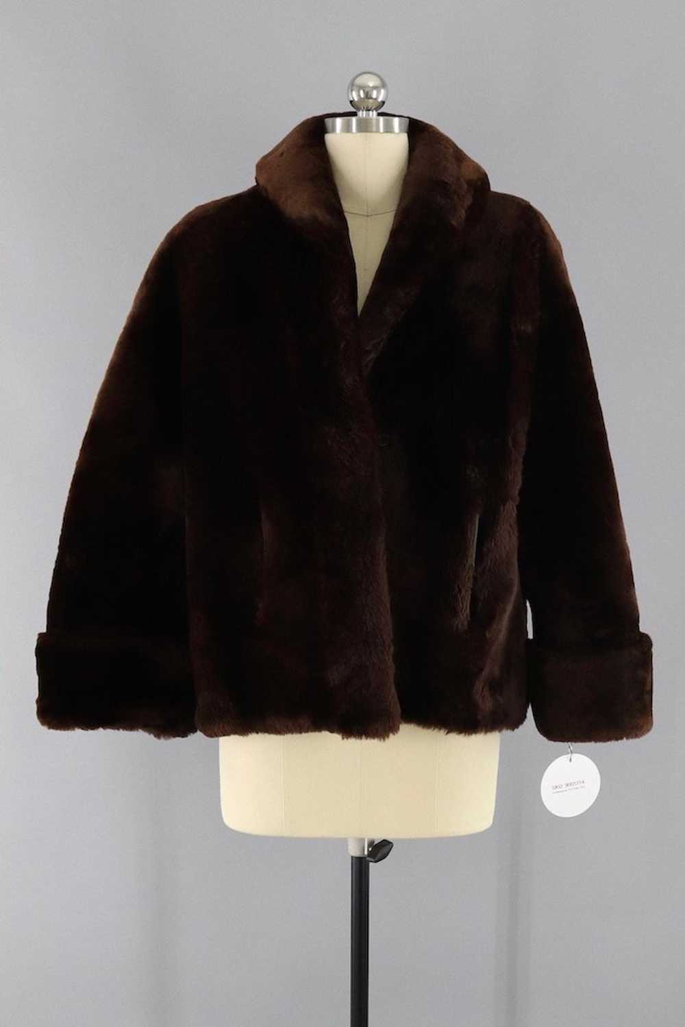 vintage brown mouton fur - Gem