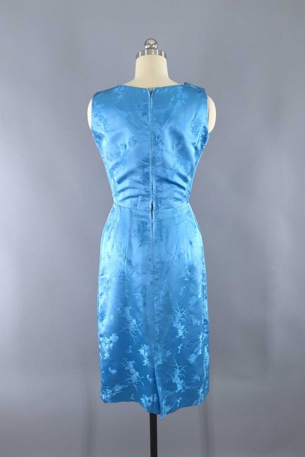 Vintage Blue Satin Dress and Jacket Set - image 6