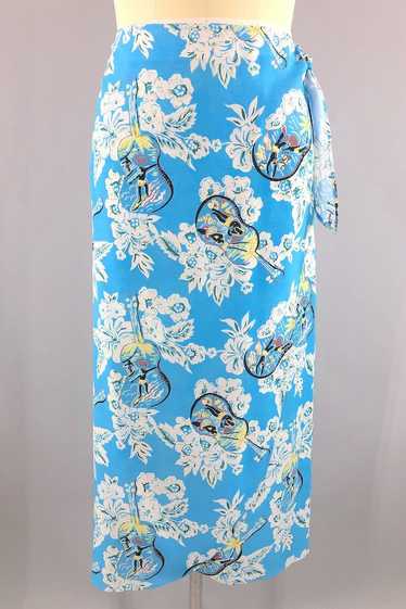 Vintage Blue Hawaiian Wrap Skirt