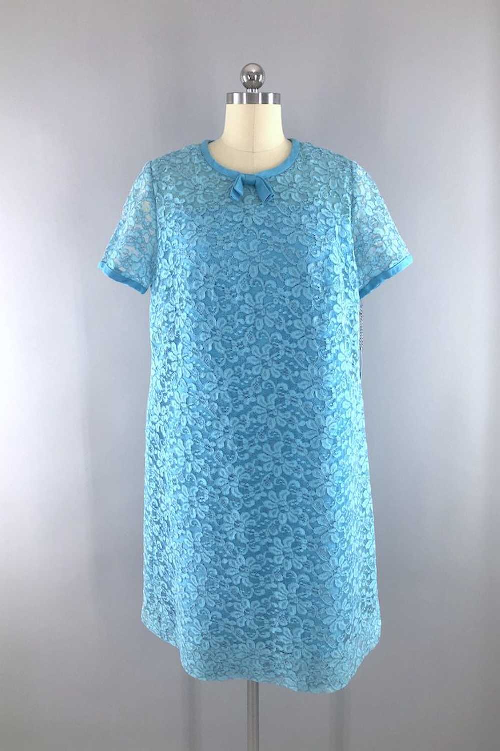 Vintage Blue Lace Party Dress - image 1