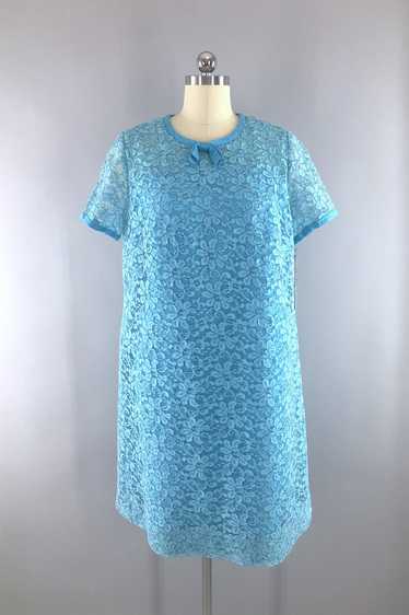 Vintage Blue Lace Party Dress